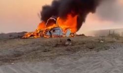 Koca Reis Karavan Kamp Alanı'daki bir karavan yandı