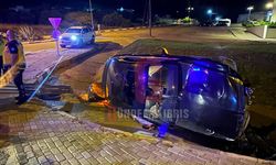 Girne-Alsancak Çevre Yolu’nda alkollü sürücü kaza yaptı: Araç yan devrildi!