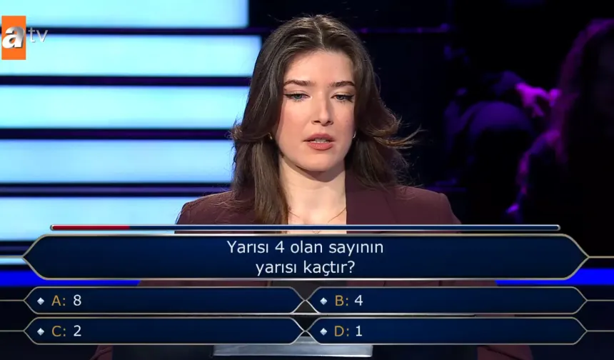 Kim Milyoner Olmak İster yarışmasında ilk soruda elendi: 'Yarısı 4 olan sayının yarısı kaçtır?'