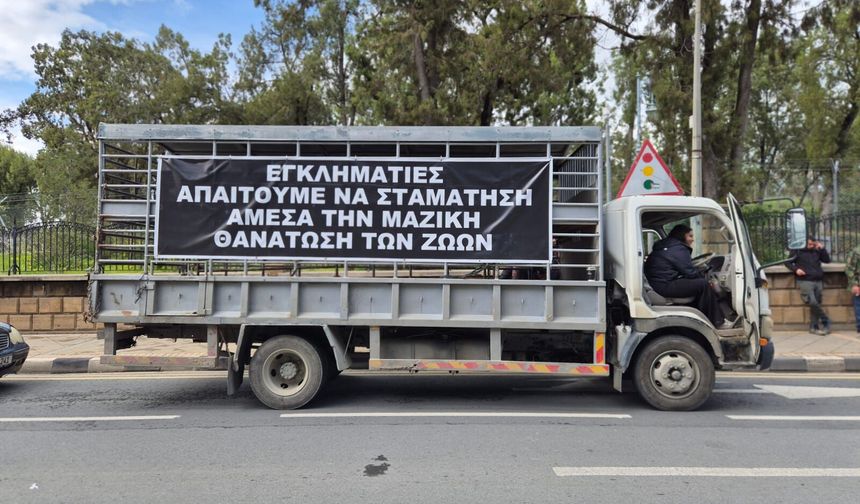 Hayvancılar siyah tabutla Rum Başkanlık Sarayı’na yürüdü